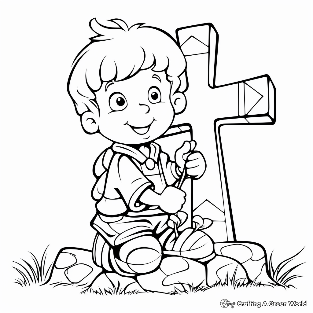 Easter Cross Coloring Pages for Kids 1