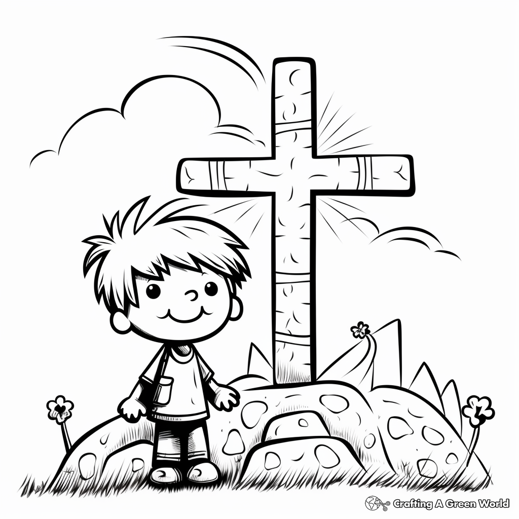 Easter Cross Coloring Pages for Kids 3