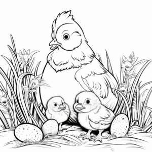 Easter-Themed Chicks & Eggs Coloring Pages 1