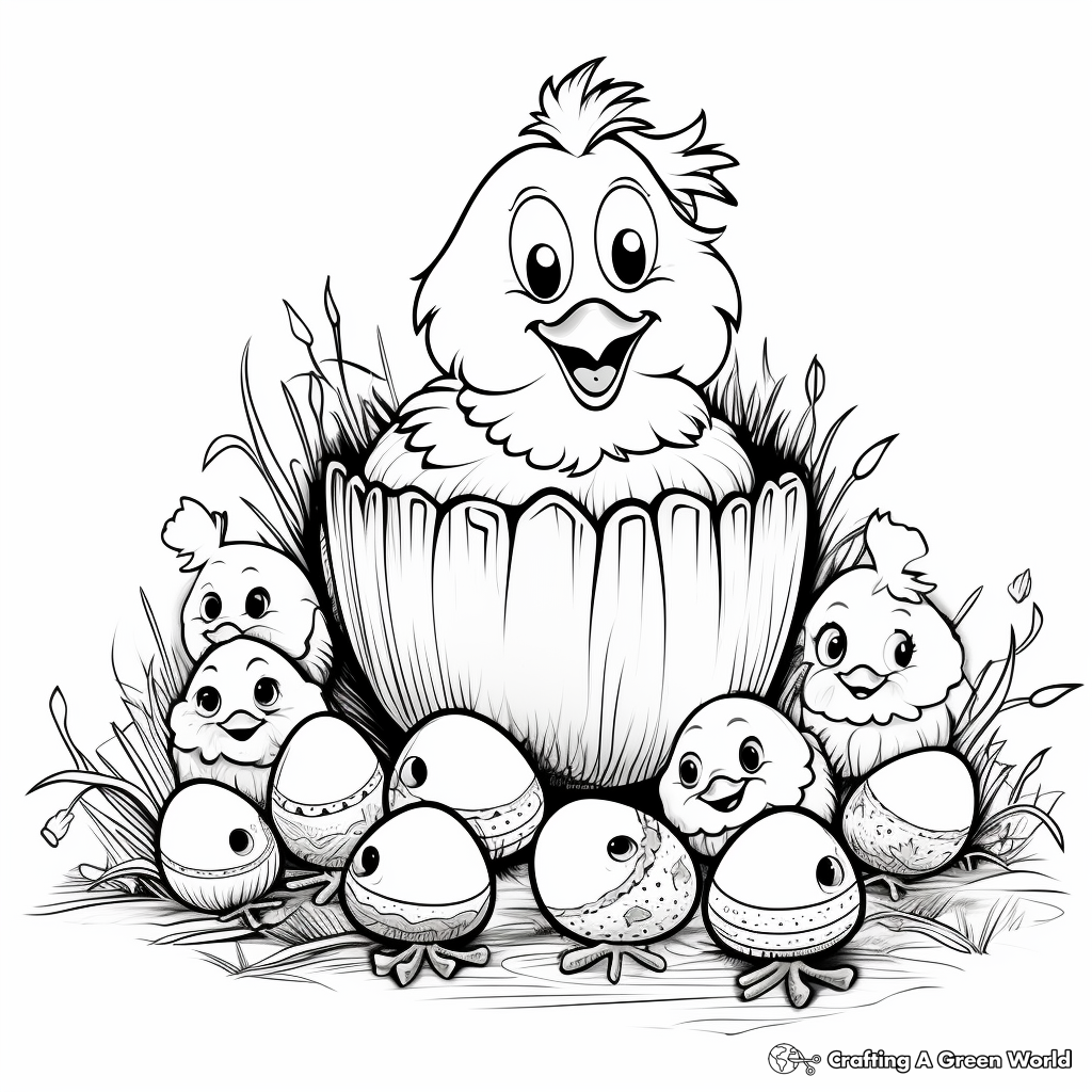 Easter-Themed Chicks & Eggs Coloring Pages 2