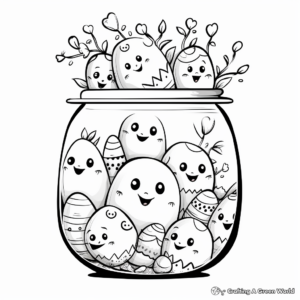 Easter-Themed Egg Candy Jar Coloring Pages 2