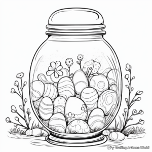 Easter-Themed Egg Candy Jar Coloring Pages 3