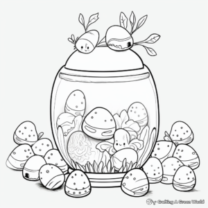 Easter-Themed Egg Candy Jar Coloring Pages 4