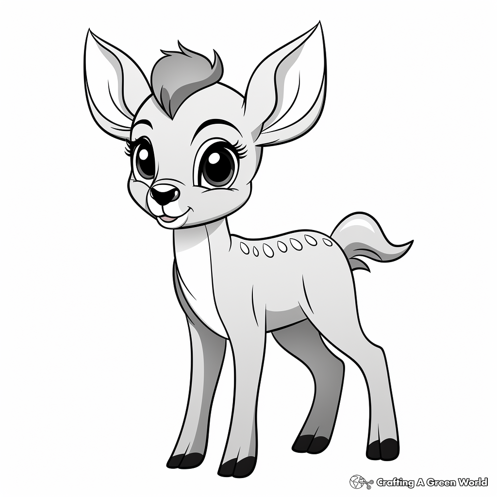 Easy Bambi-like Deer Coloring Pages 1
