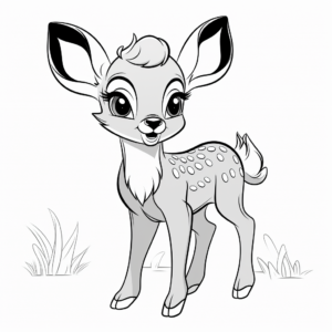 Easy Bambi-like Deer Coloring Pages 2