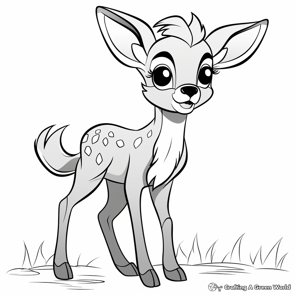 Easy Bambi-like Deer Coloring Pages 3