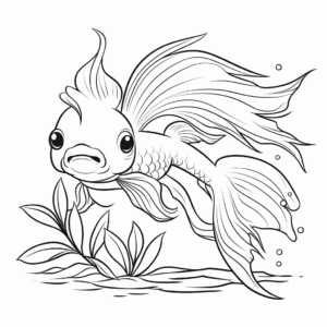 Easy Betta Fish Coloring Pages For Beginners 1