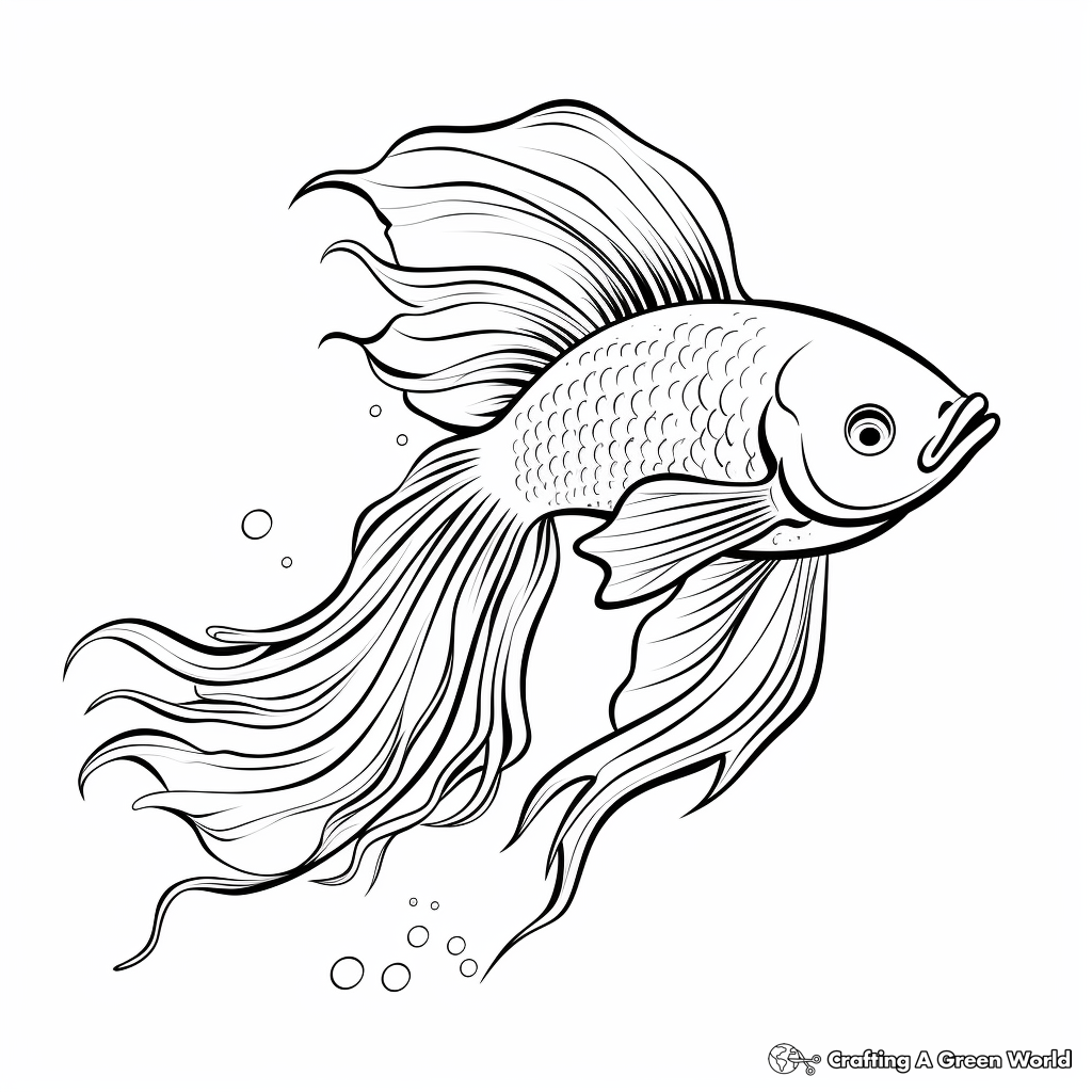 Easy Betta Fish Coloring Pages For Beginners 2