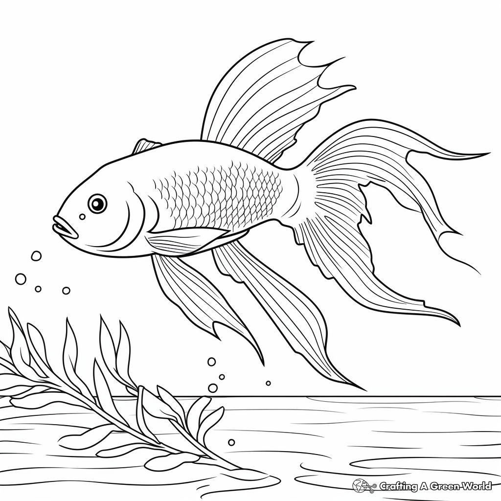Easy Betta Fish Coloring Pages For Beginners 3
