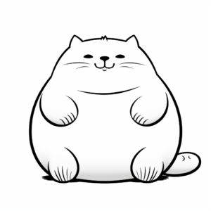 Easy Fat Cat Outline Coloring Pages for Kids 1