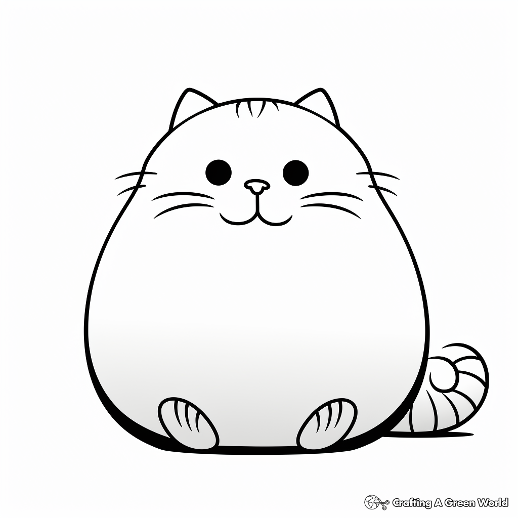 Easy Fat Cat Outline Coloring Pages for Kids 2