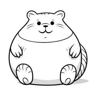 Easy Fat Cat Outline Coloring Pages for Kids 3