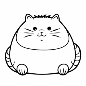 Easy Fat Cat Outline Coloring Pages for Kids 4