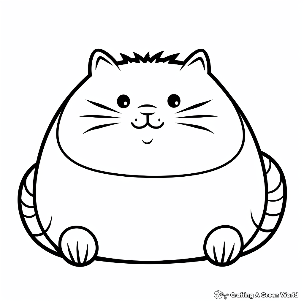 Easy Fat Cat Outline Coloring Pages for Kids 4