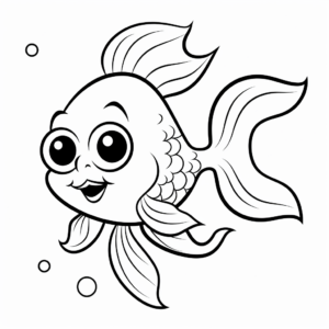 Easy Goldfish Coloring Pages for Toddlers 2