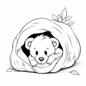 Easy Hibernating Teddy bear Coloring Pages for Toddlers 2