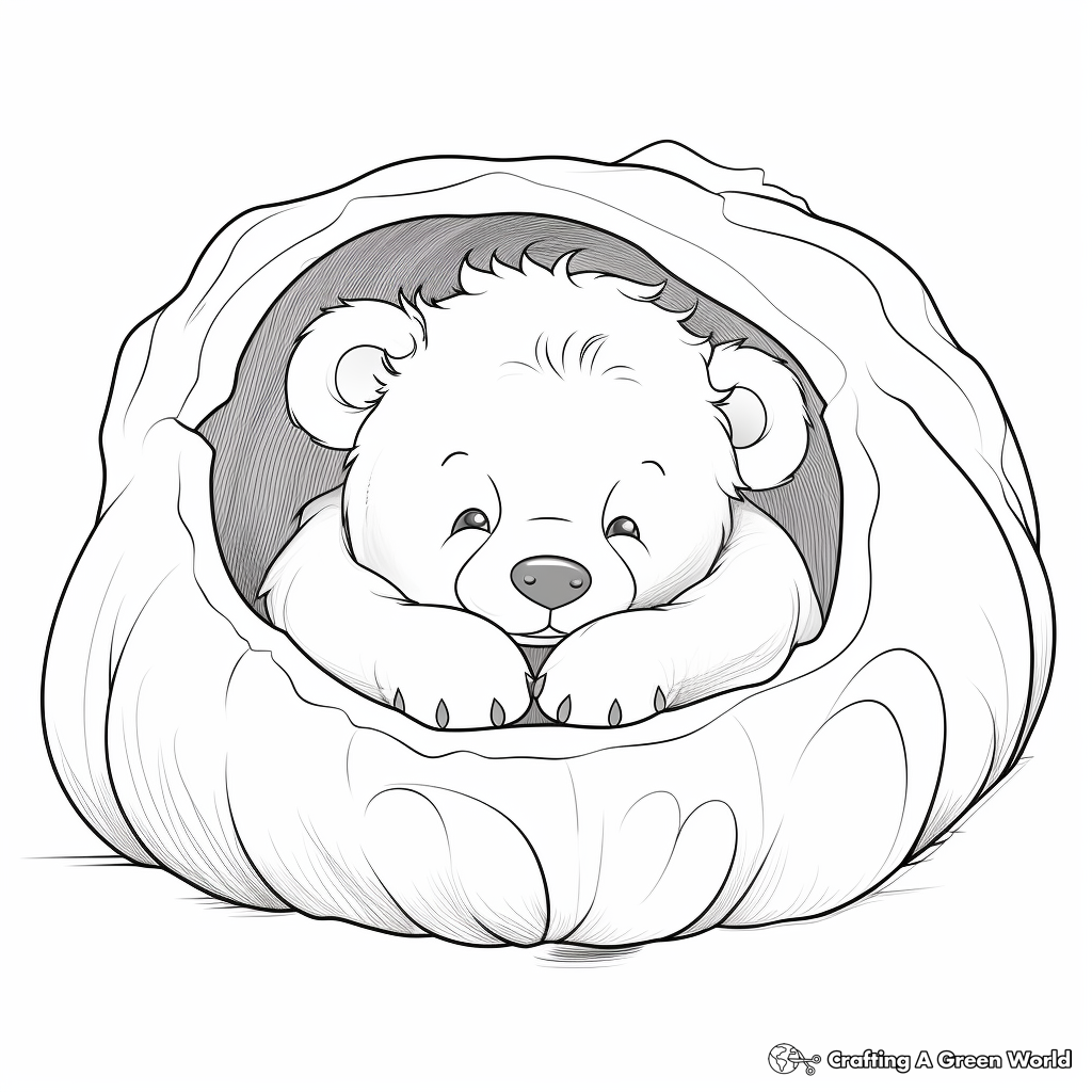 Easy Hibernating Teddy bear Coloring Pages for Toddlers 3