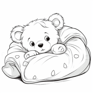 Easy Hibernating Teddy bear Coloring Pages for Toddlers 4