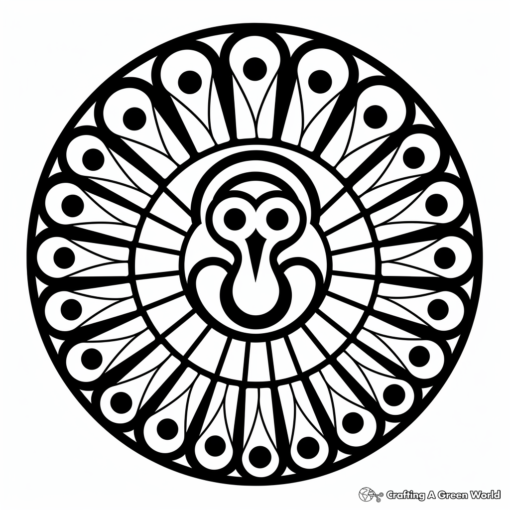 Easy Peacock Mandala Coloring Pages for Kids 1