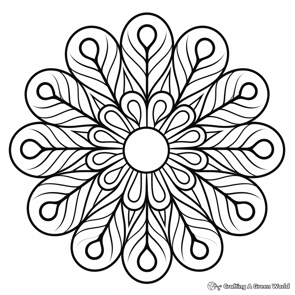Easy Peacock Mandala Coloring Pages for Kids 2