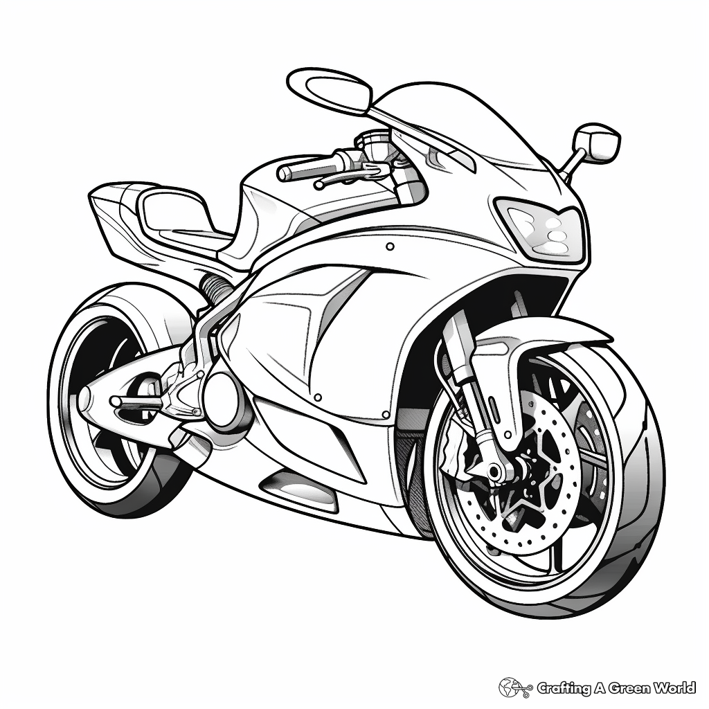 Easy Printable Modern Electric Motorcycle Coloring Pages 1