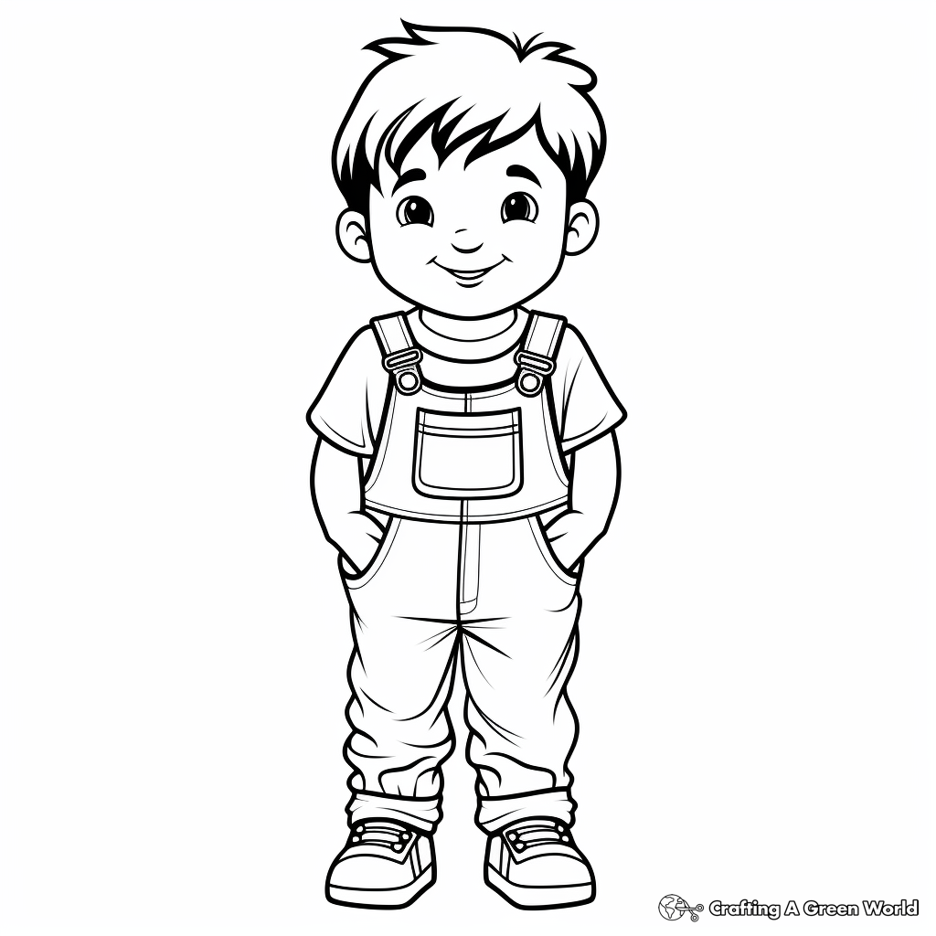 Easy Printable Overalls Coloring Pages for Children 2
