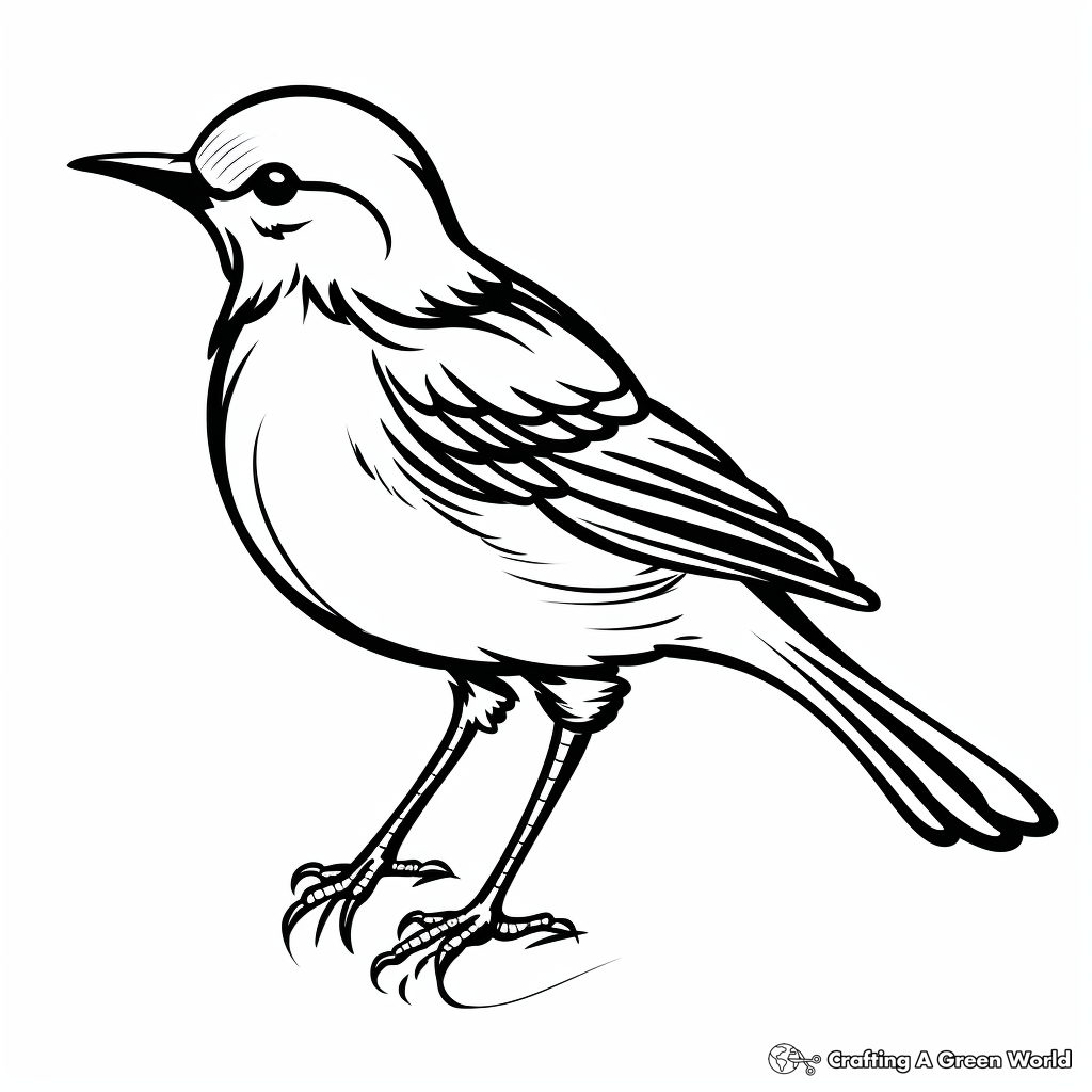 Easy Simple Mockingbird Coloring Pages for Beginners 3