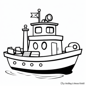 Easy Simplistic Tugboat Coloring Pages for Kids 1