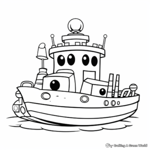 Easy Simplistic Tugboat Coloring Pages for Kids 3