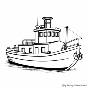 Easy Simplistic Tugboat Coloring Pages for Kids 4