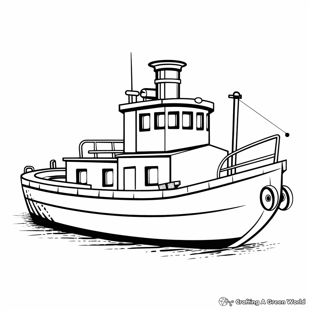 Easy Simplistic Tugboat Coloring Pages for Kids 4