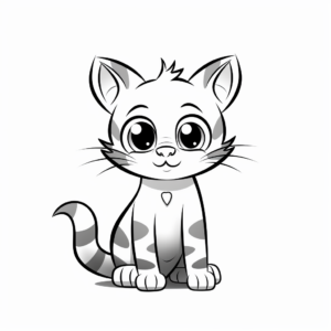Easy Striped Cat Coloring Pages for Children 2