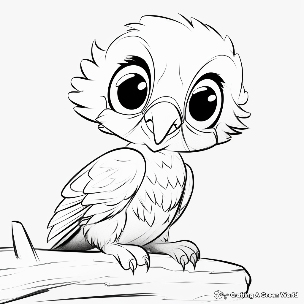 Easy-to-color Baby Macaw Coloring Pages 1