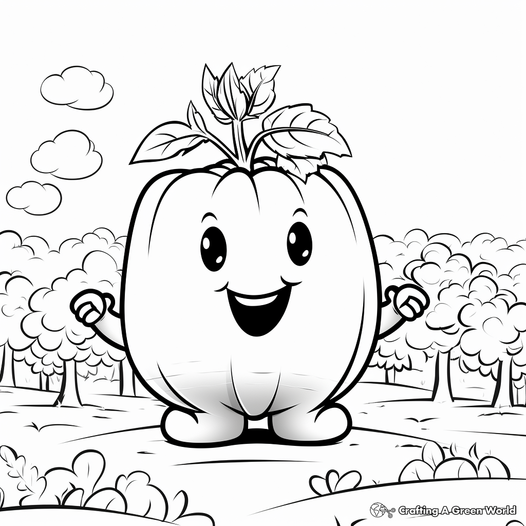 Easy-to-Color Bell Pepper Coloring Sheets 2
