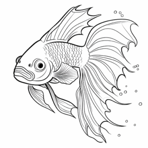 Easy-to-Color Betta Fish Scenes for Kids 2