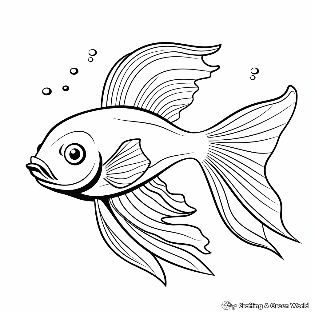 Easy-to-Color Betta Fish Scenes for Kids 3
