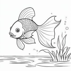 Easy-to-Color Betta Fish Scenes for Kids 4