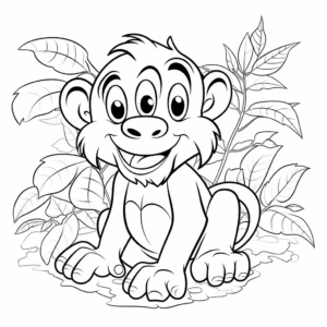Easy-to-color Cartoonish Chimpanzee Coloring Pages 1