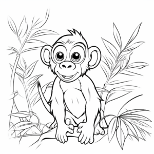 Easy-to-color Cartoonish Chimpanzee Coloring Pages 4