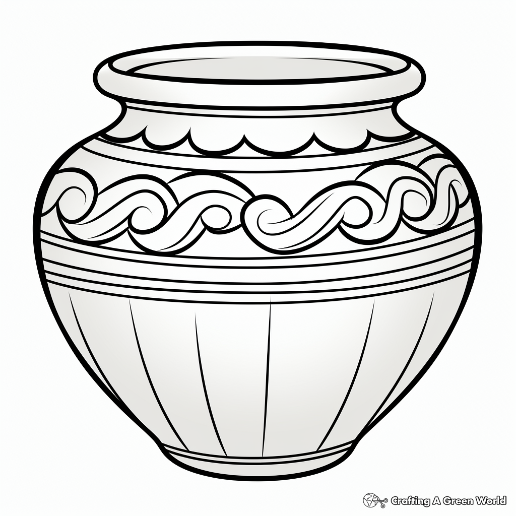 Easy-to-Color Earthenware Pot Coloring Pages 2