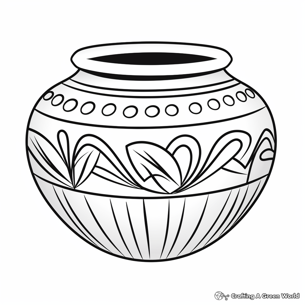 Easy-to-Color Earthenware Pot Coloring Pages 3