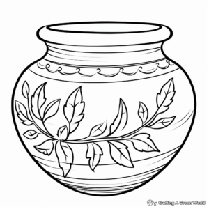 Easy-to-Color Earthenware Pot Coloring Pages 4