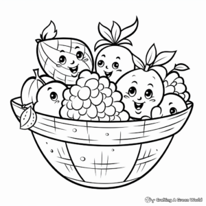 Easy-to-Color Fruit Basket Coloring Pages for Toddlers 2