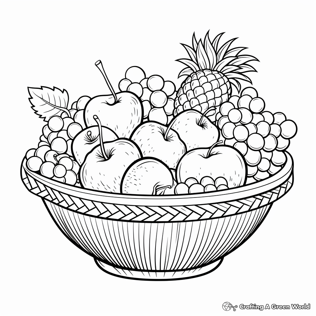 Easy-to-Color Fruit Basket Coloring Pages for Toddlers 4