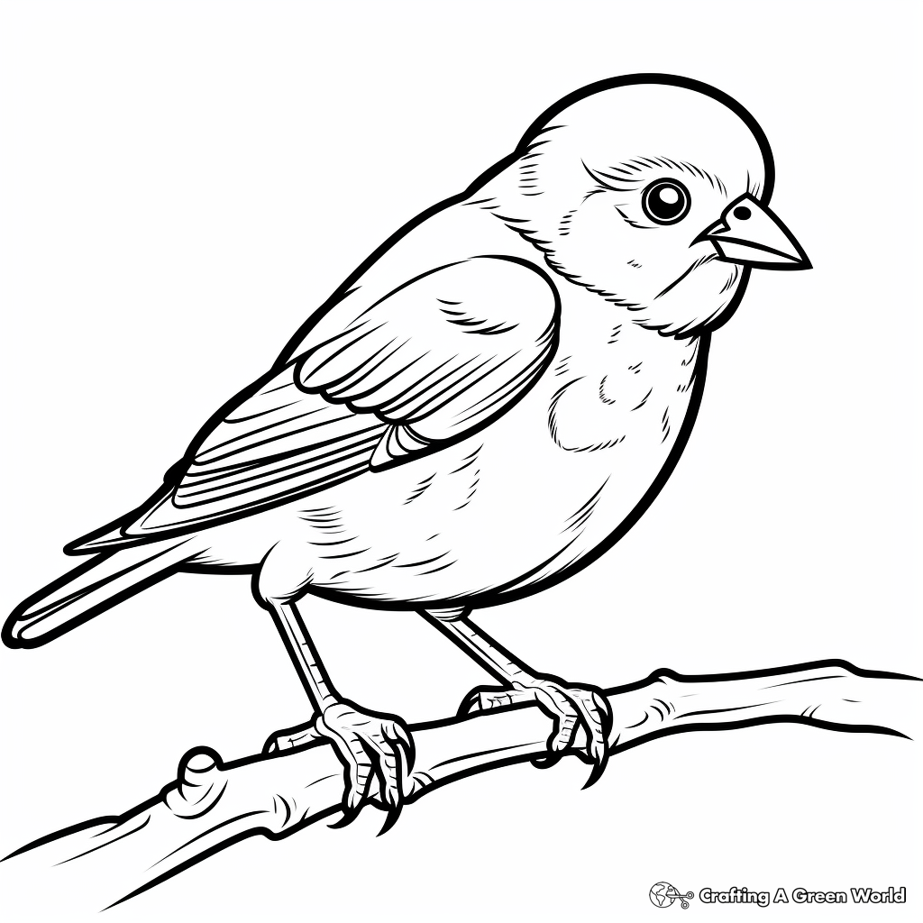 Easy-To-Color Graphic American Goldfinch Pages 2