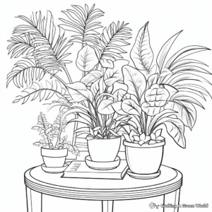 Easy-To-Color House Plants Adult Coloring Pages 2