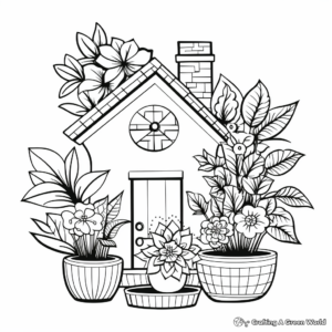 Easy-To-Color House Plants Adult Coloring Pages 4