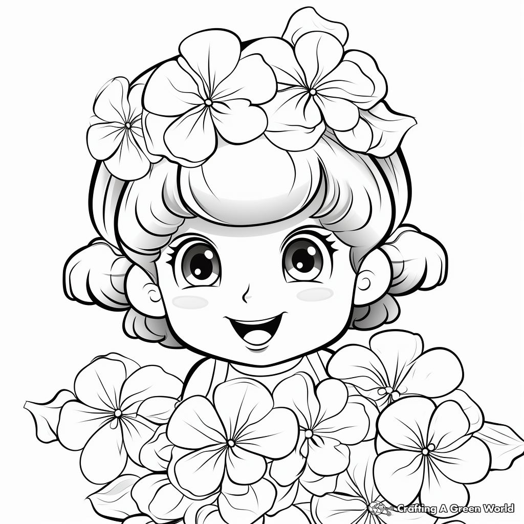 Easy to Color Hydrangea Coloring Pages for Kids 2