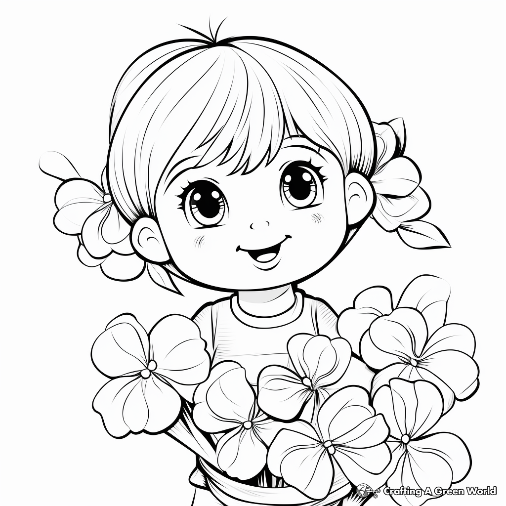 Easy to Color Hydrangea Coloring Pages for Kids 3