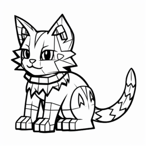 Easy To Color Minecraft Cat Coloring Pages for Kids 1